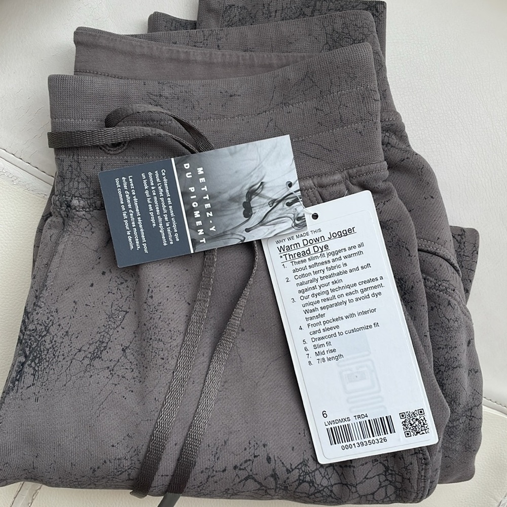 LULULEMON Warm Down Jogger Thread Dye ROVER Black 7/8 Length Lounge SIze 6